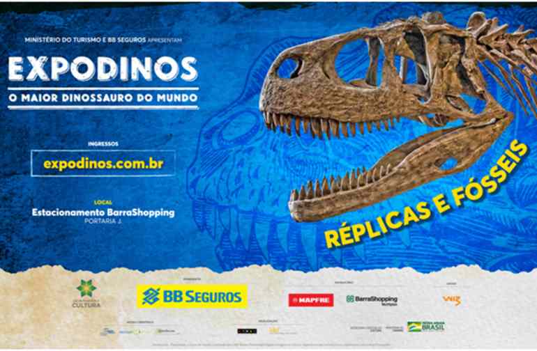 Expodinos: O maior dinossauro do mundo, último mês de exibição no Rio de Janeiro para conferir os gigantes expostos no BarraShopping.
