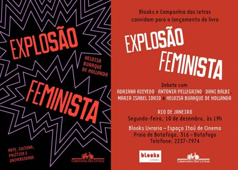 Blooks e Companhia das Letras convidam para o lançamento do livro Explosão feminista, de Heloisa Buarque de Hollanda